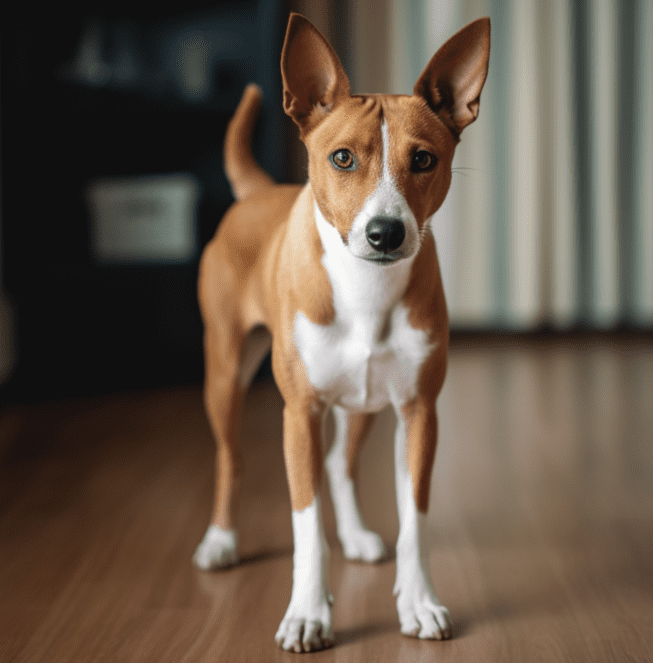 Basenji dog with legs showing