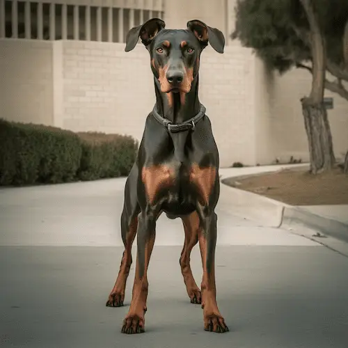 Doberman Pinschers dog with legs showing