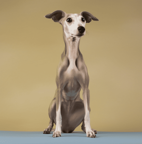 Italian Greyhounds dog with legs showing