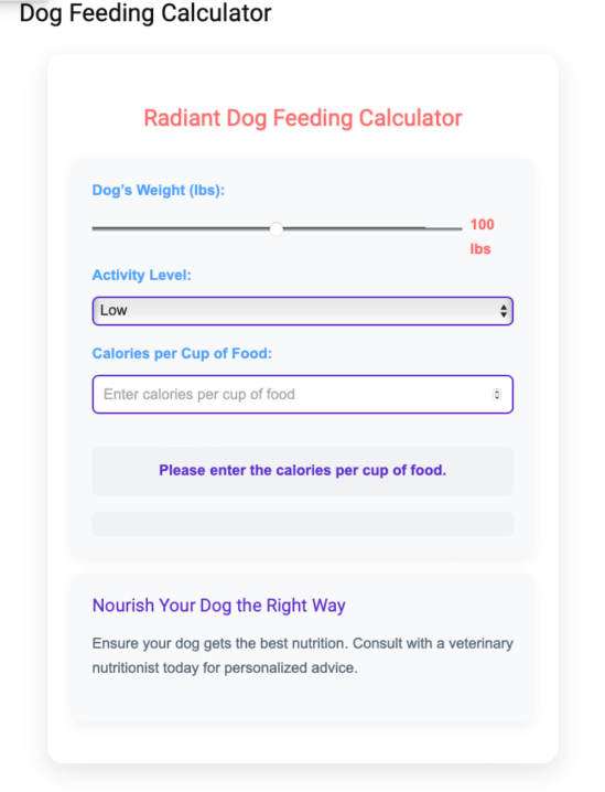 Free Dog Food Calculator